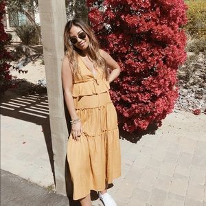 Mustard Yellow MIDI Dress